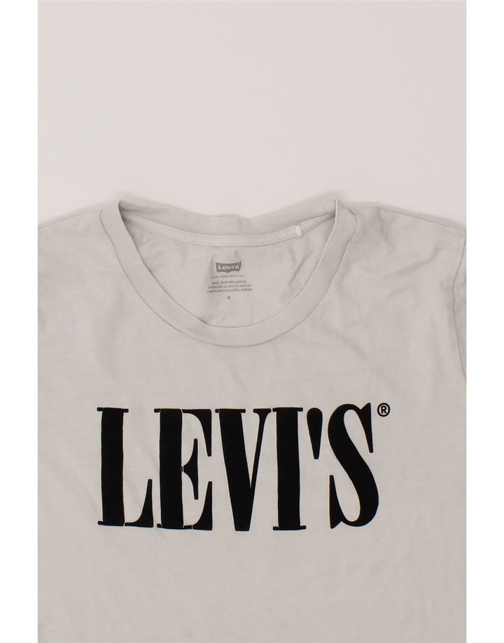 LEVI'S Womens Graphic T-Shirt Top UK 12 Medium White Cotton Vintage Levi's and Second-Hand Levi's from Messina Hembry 