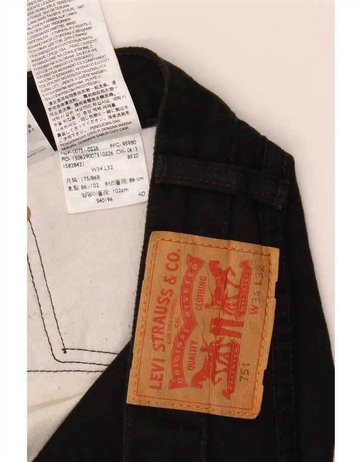 Levi's Mens 751 Straight Jeans W34 L32 Μαύρο βαμβακερό