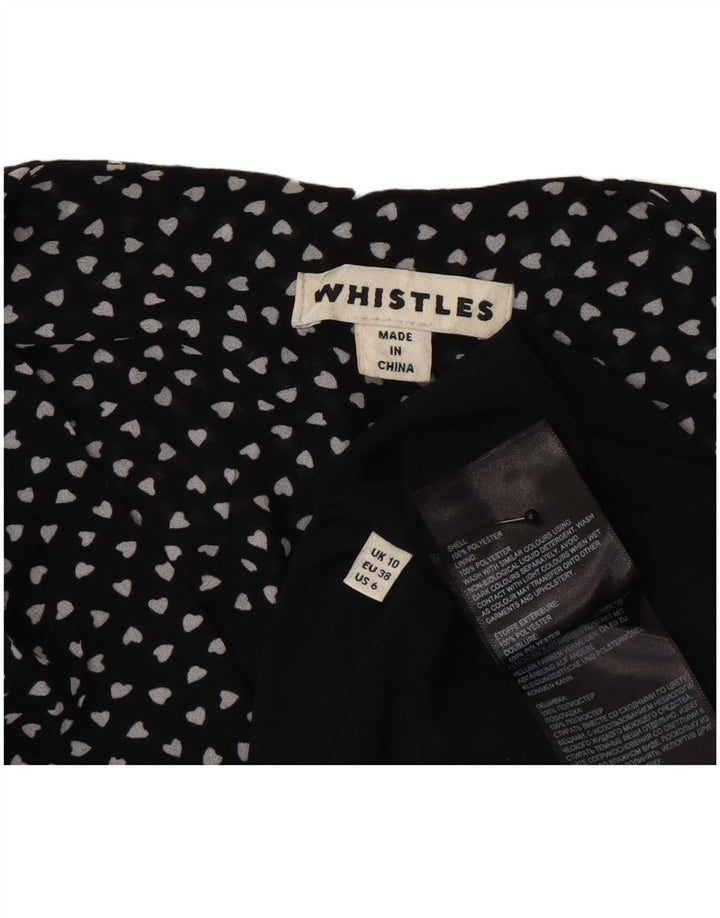 Γυναικείο πουκάμισο Whistles Μπλούζα UK 10 Small Black Spotted Polyester Heart