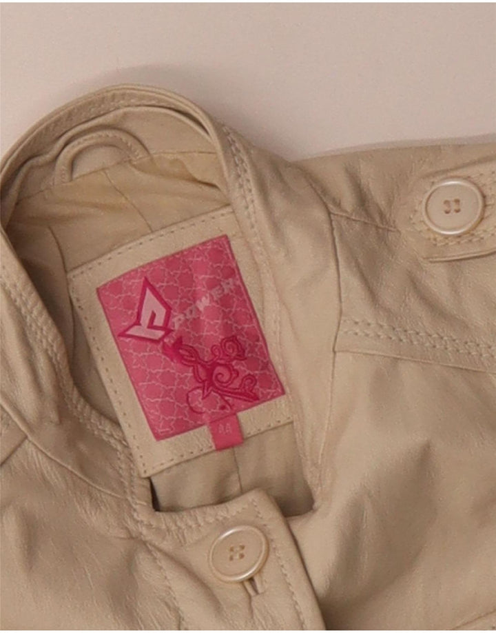 Vintage Γυναικείο Military Δερμάτινο Μπουφάν IT 44 Medium Beige Leather