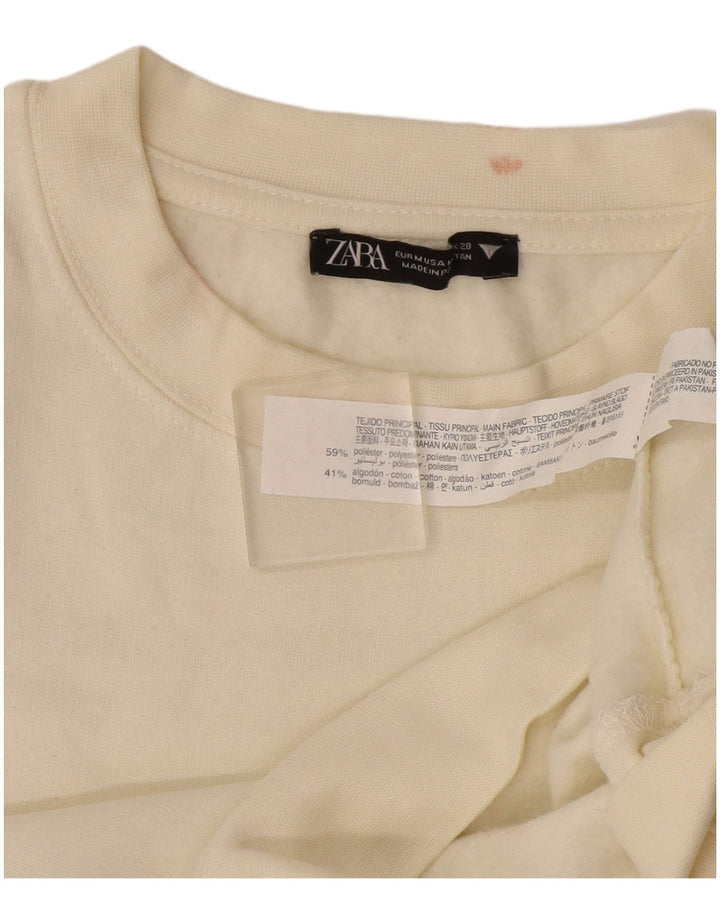 Zara Γυναικεία Φούτερ Jumper UK 14 Medium Off White Polyester