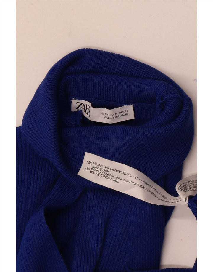 Zara Γυναικείο μακρυμάνικο μάξι φόρεμα UK 12 μεσαία μπλε βισκόζη