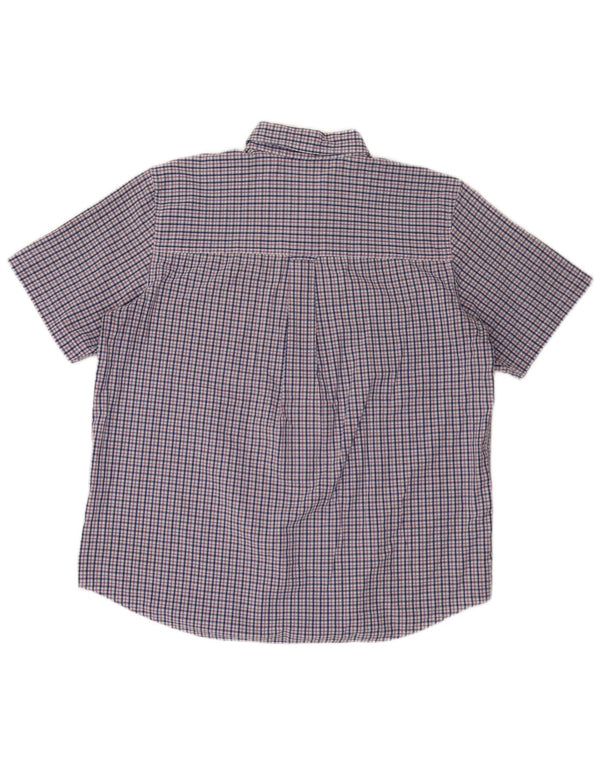 Chaps Mens Easy Care κοντομάνικο πουκάμισο XL Navy Blue Check Cotton