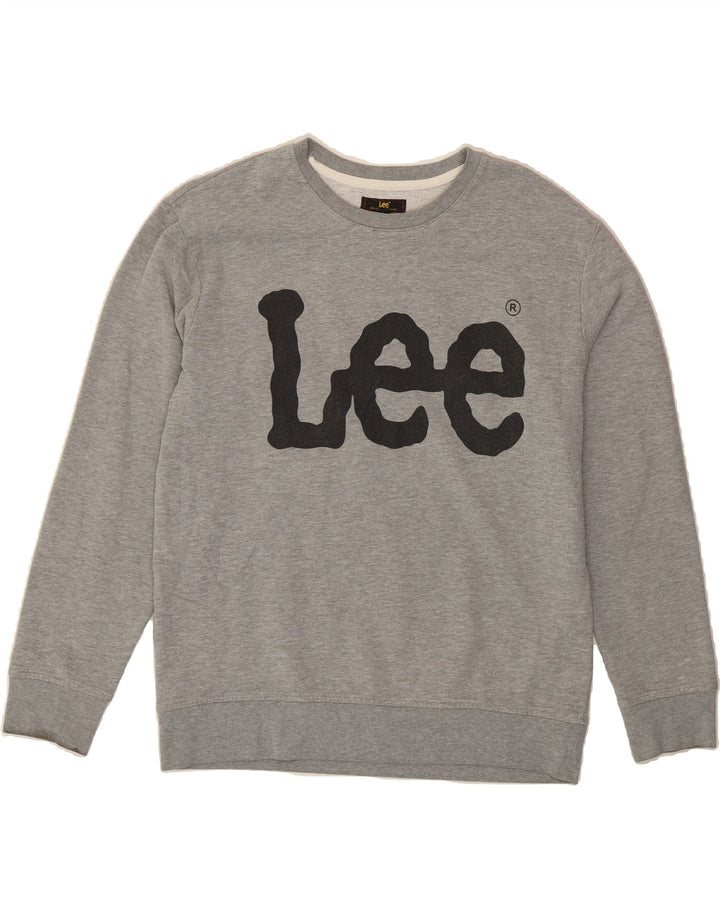 LEE Womens Graphic Sweatshirt Jumper UK 14 Medium Grey Cotton Vintage Lee and Second-Hand Lee from Messina Hembry 
