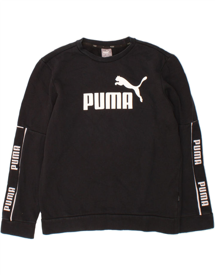 PUMA Mens Graphic Sweatshirt Jumper Small Black Cotton Vintage Puma and Second-Hand Puma from Messina Hembry 