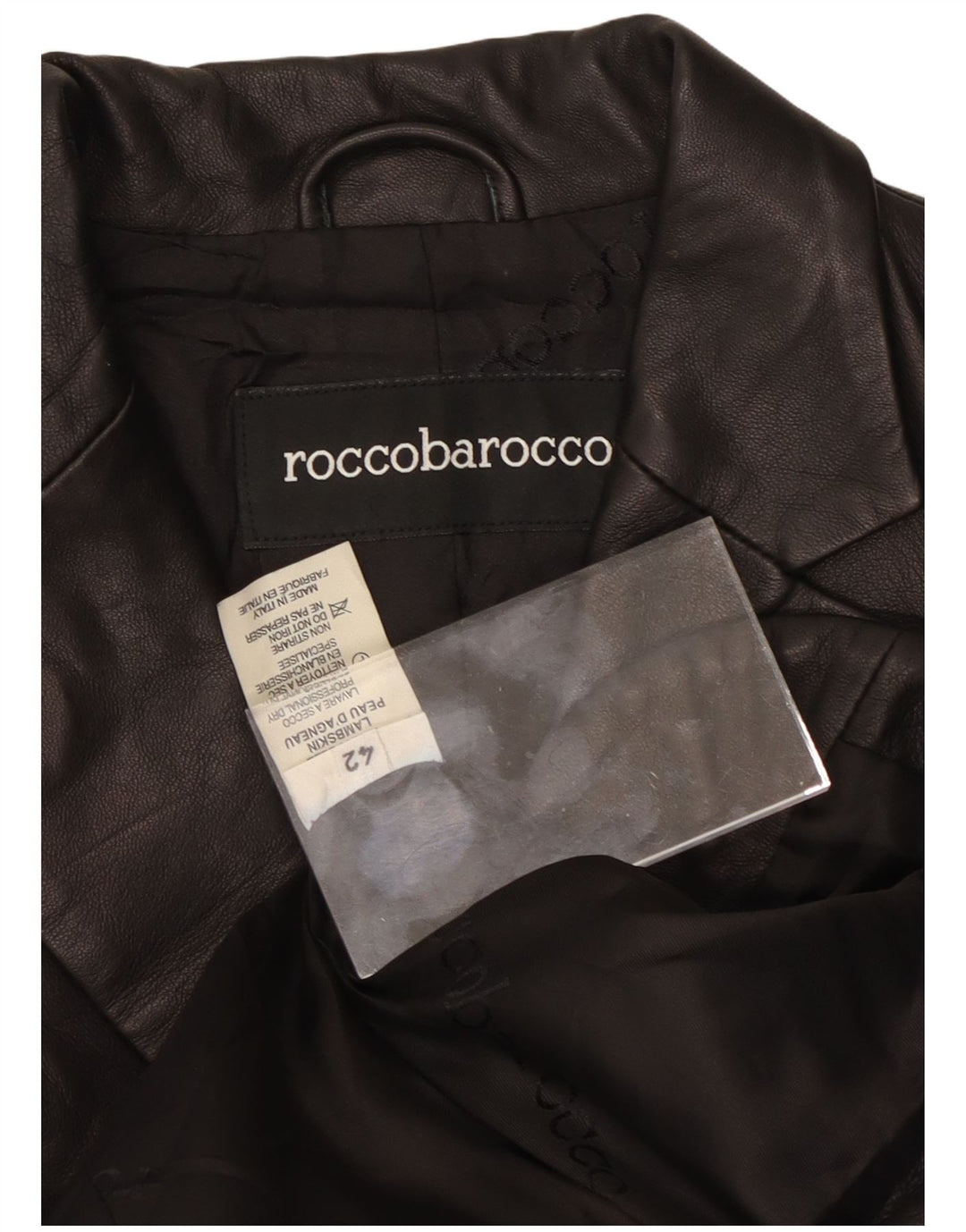 ROCCOBAROCCO Γυναικείο Μπουφάν Blazer με 2 Κουμπιά IT 42 Μεσαίο Μαύρο Δερμάτινο