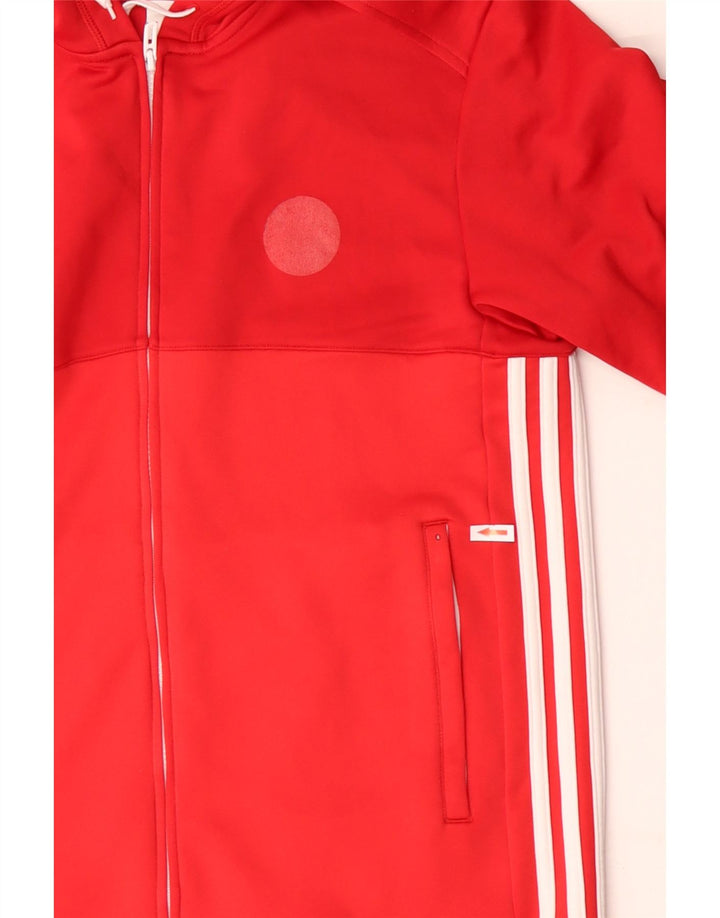 Ανδρικό πουλόβερ Adidas Climalite με φερμουάρ με κουκούλα, μεσαίο κόκκινο πολυεστέρα