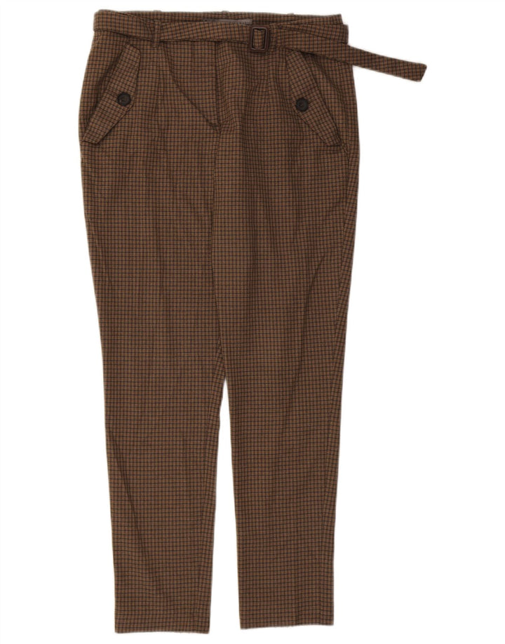 Zara Γυναικείο Slim παντελόνι Chino Medium W28 L28 Brown Check Polyester