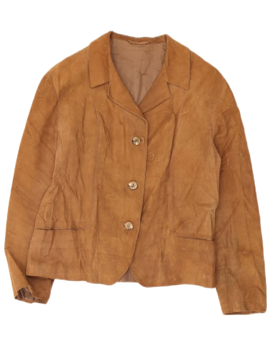 Vintage γυναικείο σακάκι σουέντ σακάκι με 3 κουμπιά UK 12 μεσαίου καφέ