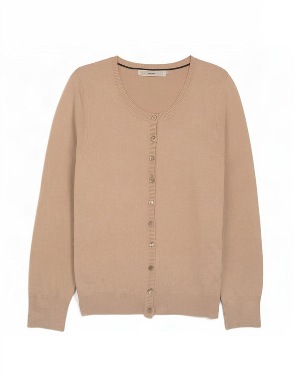 John Lewis Womens Cardigan Sweater UK 12 Medium Beige Viscose