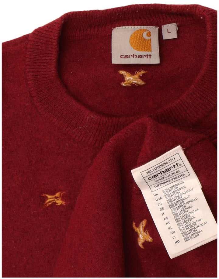 Carhartt Γυναικείο Abstract Pattern Crew Neck Jumper πουλόβερ UK 14 Large Red