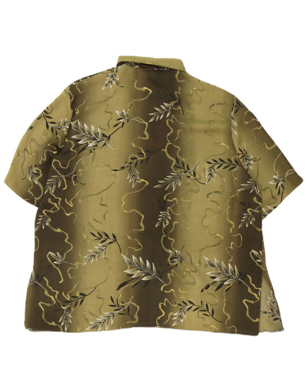 Vintage γυναικείο κοντομάνικο πουκάμισο μπλούζα UK 20 2XL Χακί Floral