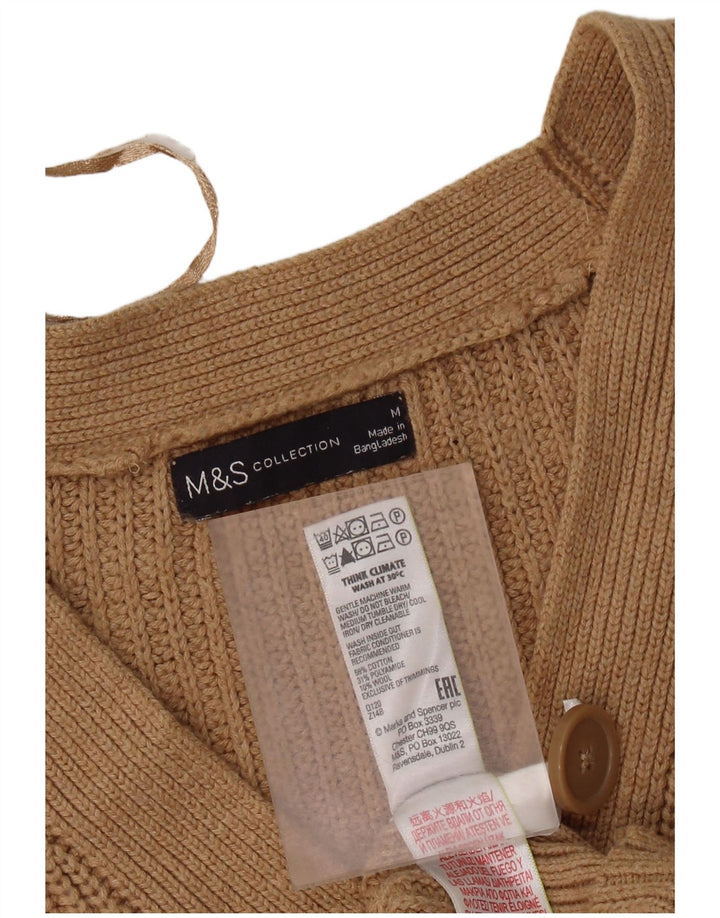 Marks & Spencer Γυναικείο πουλόβερ Crop Cardigan UK 14 Μεσαίο καφέ βαμβακερό