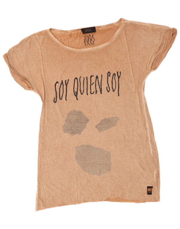 Diesel Γυναικείο γραφικό T-Shirt Top UK 14 Medium Beige
