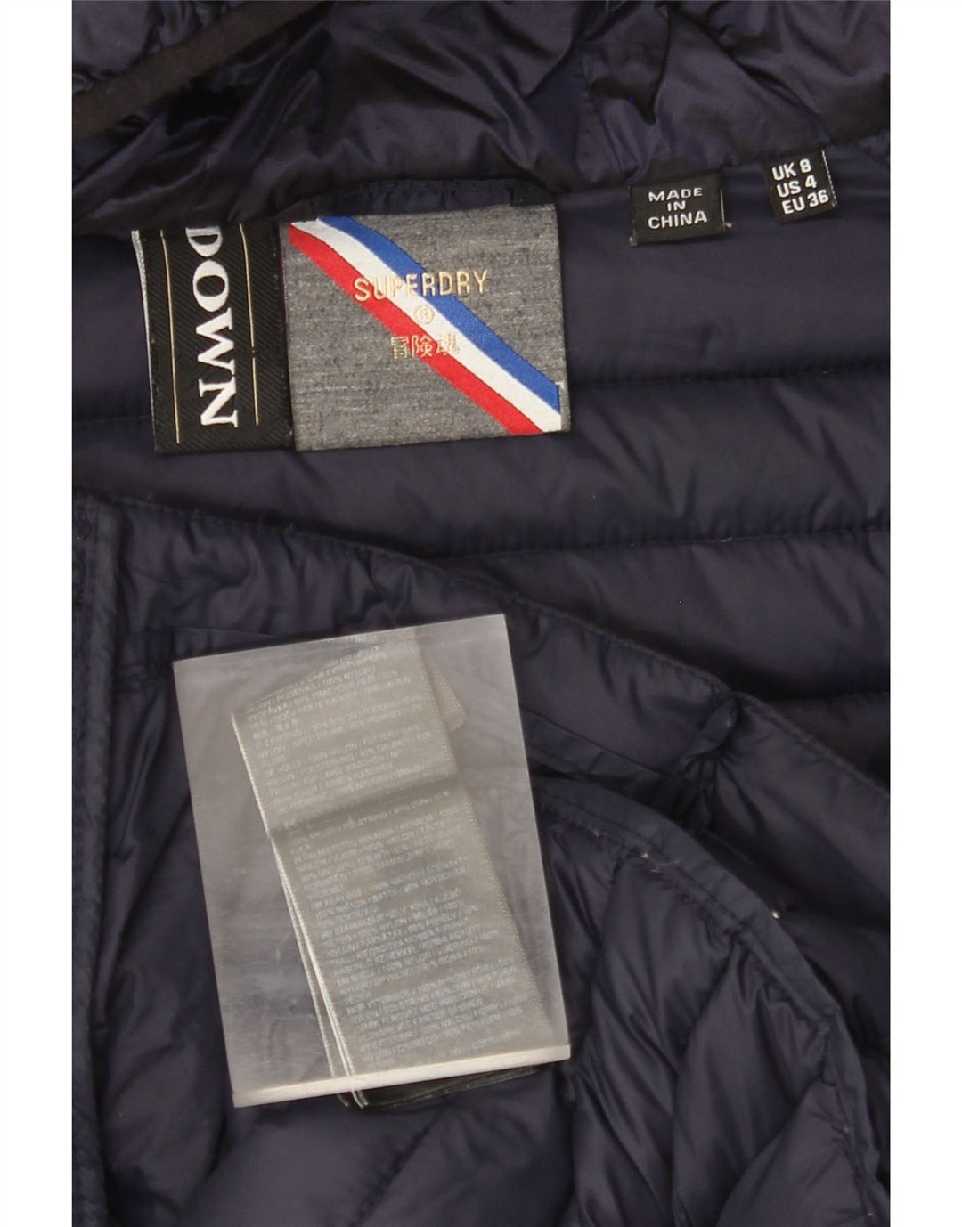 Γυναικείο μπουφάν με κουκούλα SUPERDRY UK 8 Small Navy Blue Nylon