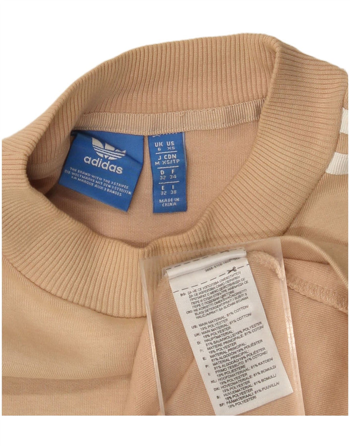 Γυναικείο μακρυμάνικο φούτερ ADIDAS φόρεμα UK 6 XS Μπεζ βαμβακερό