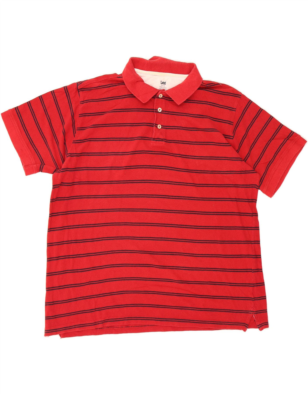 LEE Mens Polo Shirt XL Red Striped Cotton Vintage Lee and Second-Hand Lee from Messina Hembry 