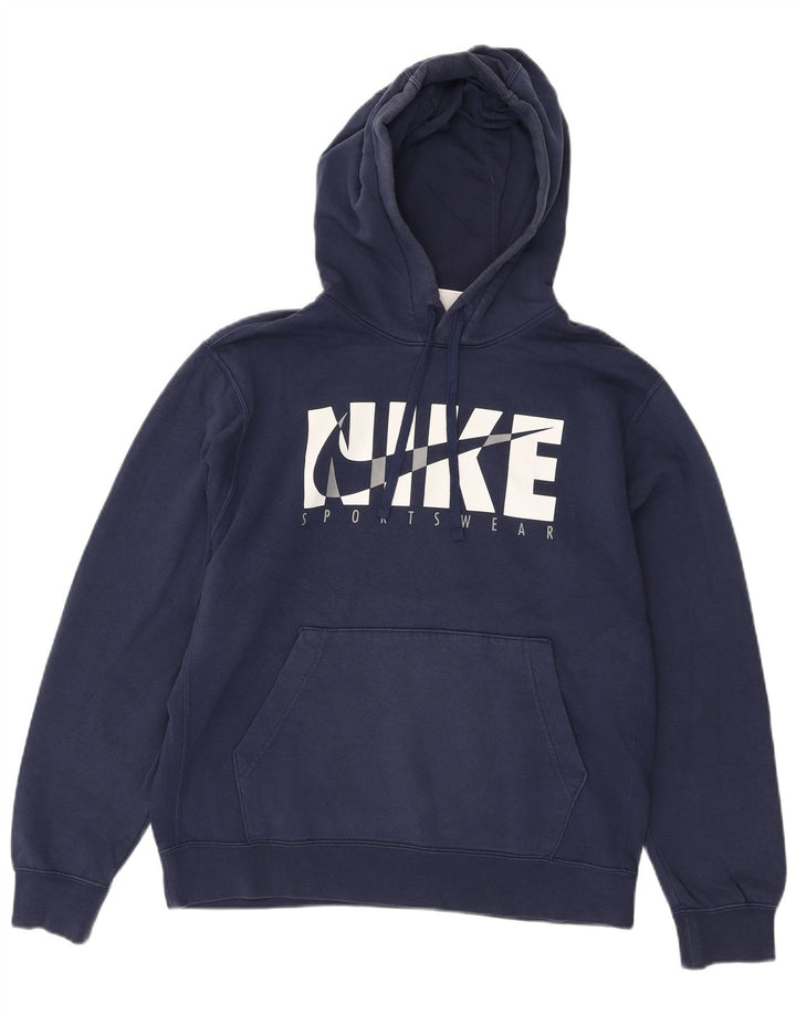 Ανδρικό γραφικό κουκούλα Nike, μεσαίο μπλε βαμβακερό