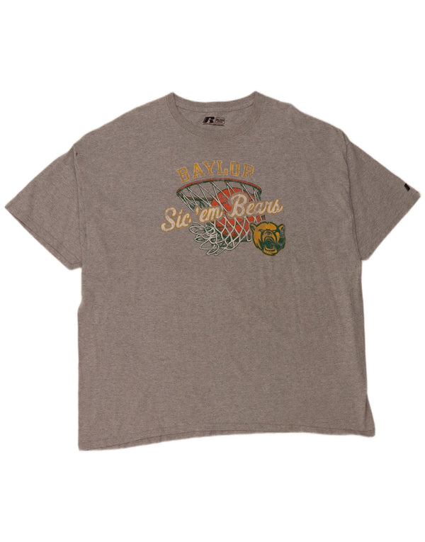 Russell Athletic Mens Baylor Bears Γραφικό T-Shirt Top 3XL Γκρι βαμβακερό