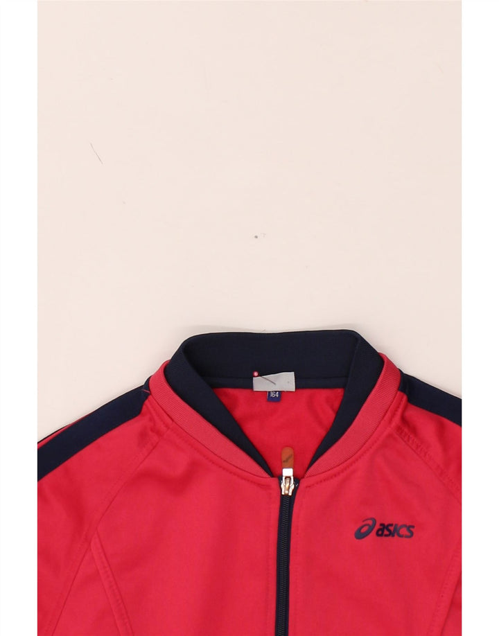 ASICS Girls Tracksuit Top Jacket 13-14 Years Pink Polyester Vintage Asics and Second-Hand Asics from Messina Hembry 