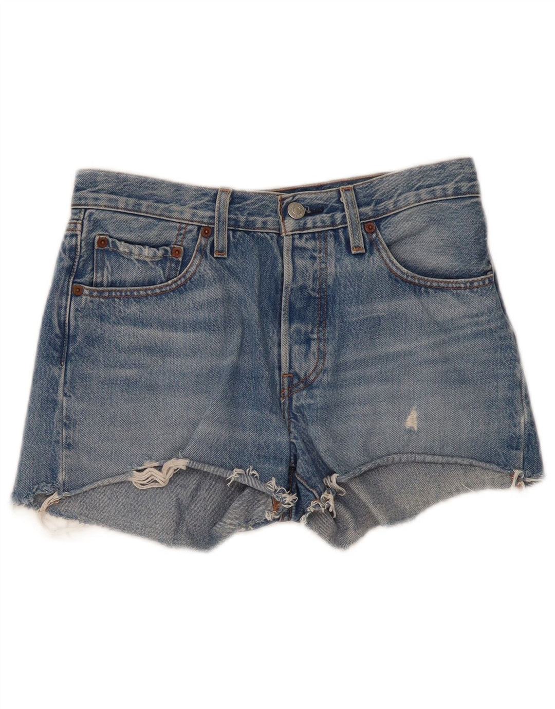 LEVI'S Womens 501 Distressed τζιν σορτς W26 μικρό μπλε βαμβακερό