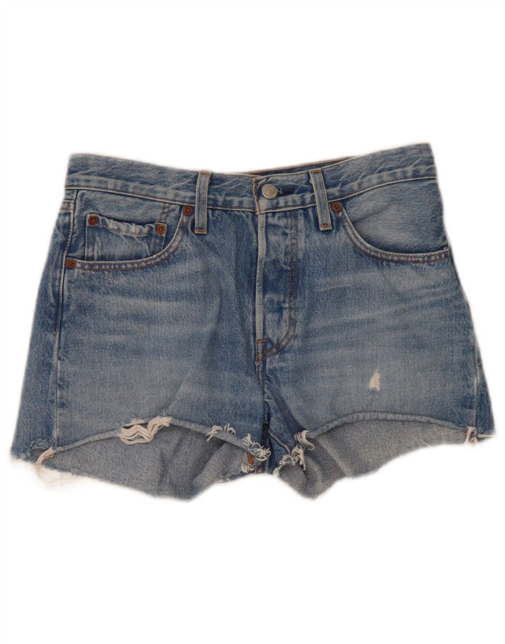 LEVI'S Womens 501 Distressed τζιν σορτς W26 μικρό μπλε βαμβακερό