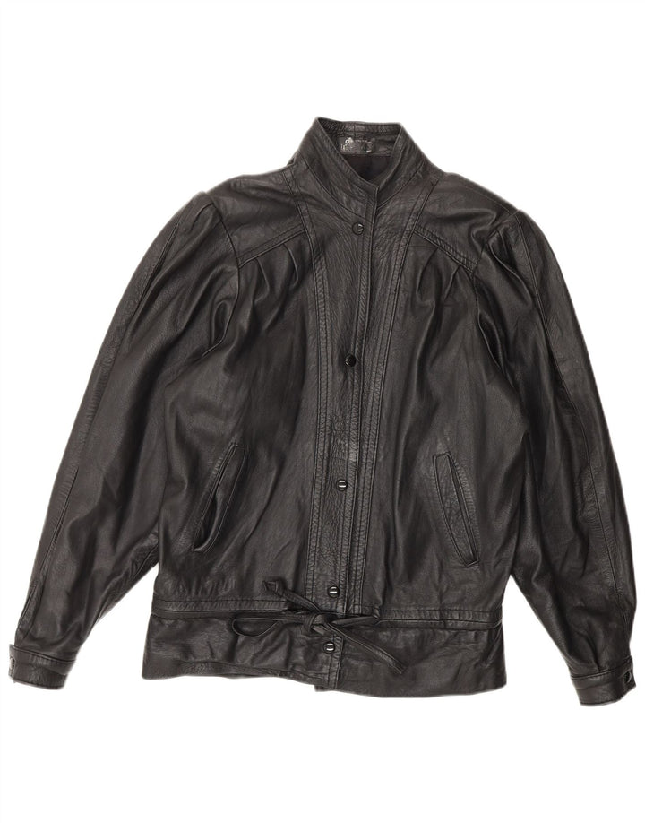 Vintage Γυναικείο Δερμάτινο Μπουφάν UK 14 Medium Black Leather