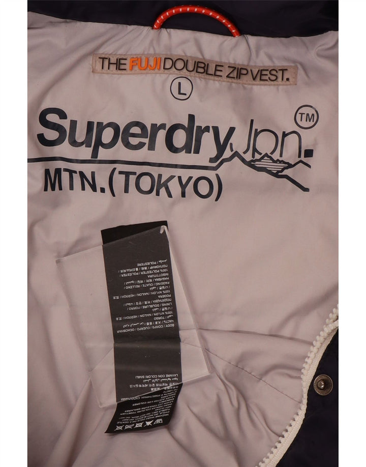 SUPERDRY Γυναικεία κουκούλα με επένδυση Gilet UK 14 Large Navy Blue Polyester