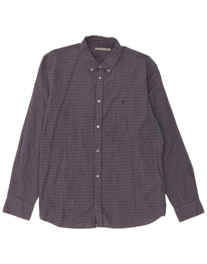 Ανδρικό πουκάμισο French Connection XL Navy Blue Gingham Cotton