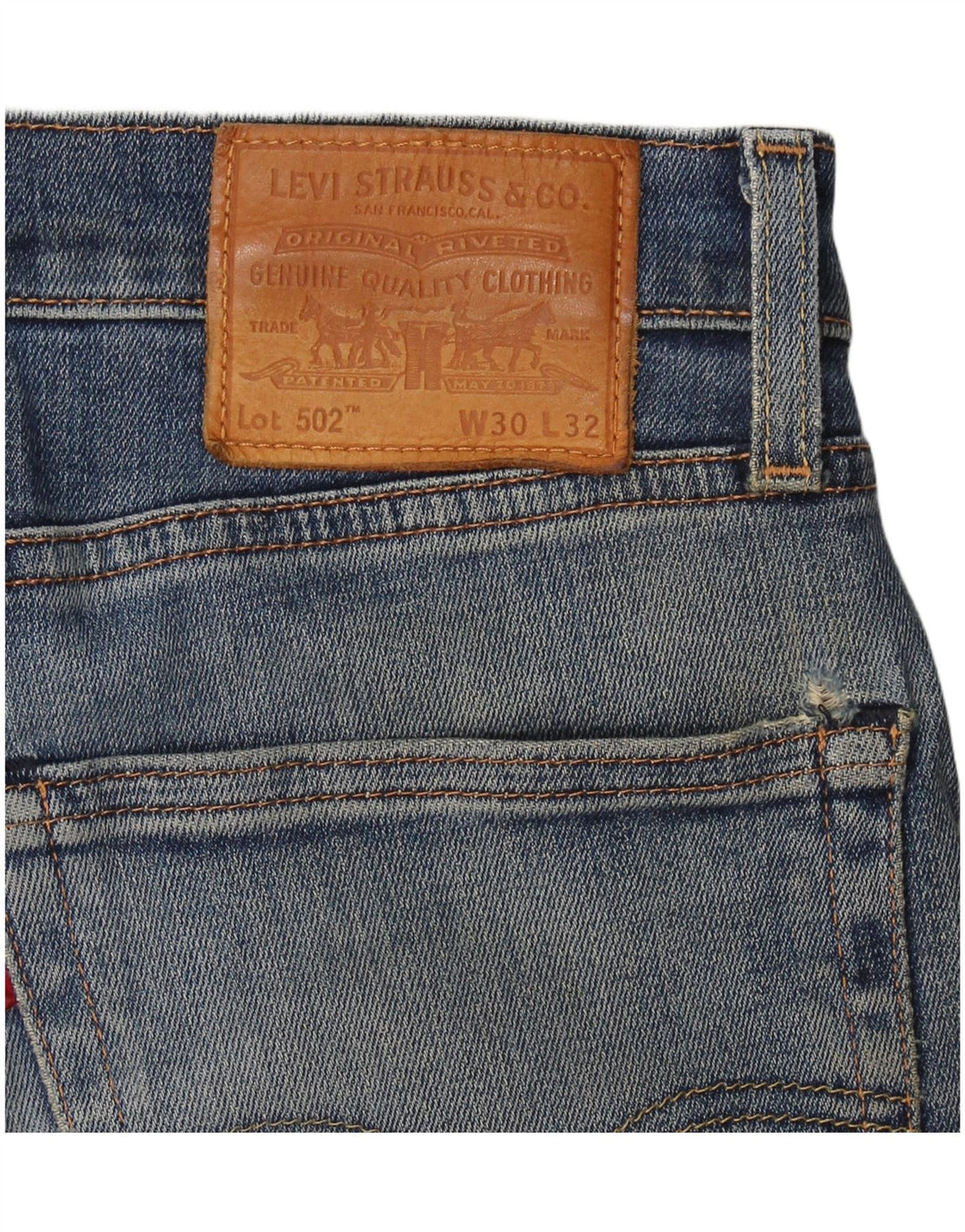 Levi's Mens 502 Distressed Tapered Jeans W30 L32 Blue Cotton