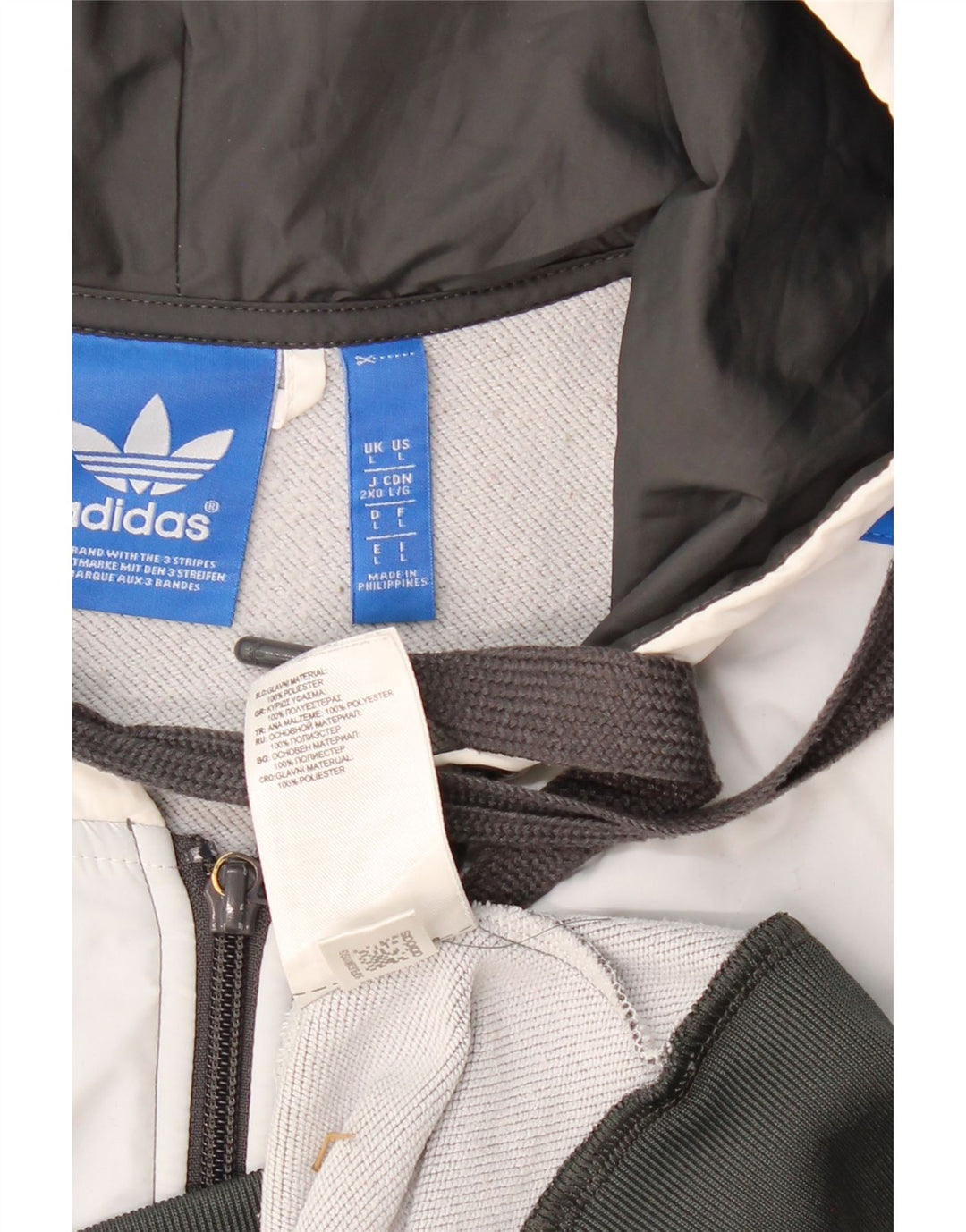 Ανδρικό πουλόβερ με κουκούλα με φερμουάρ ADIDAS Μεγάλο γκρι πολυεστέρα