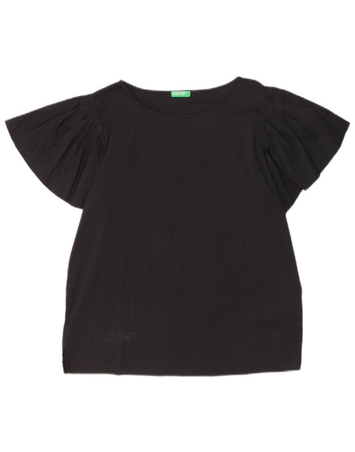 Benetton Γυναικεία Μπλούζα Oversized Top UK 10 Small Black Cotton