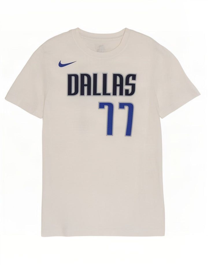Μπλουζάκι γραφικό Nike, ανδρικό Dallas Mavericks, μεσαίο λευκό βαμβακερό