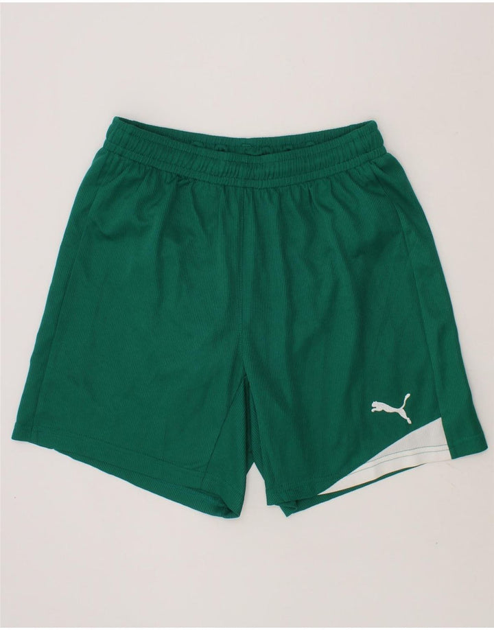 PUMA Boys Sport Shorts 11-12 Years Green Colourblock Polyester Vintage Puma and Second-Hand Puma from Messina Hembry 