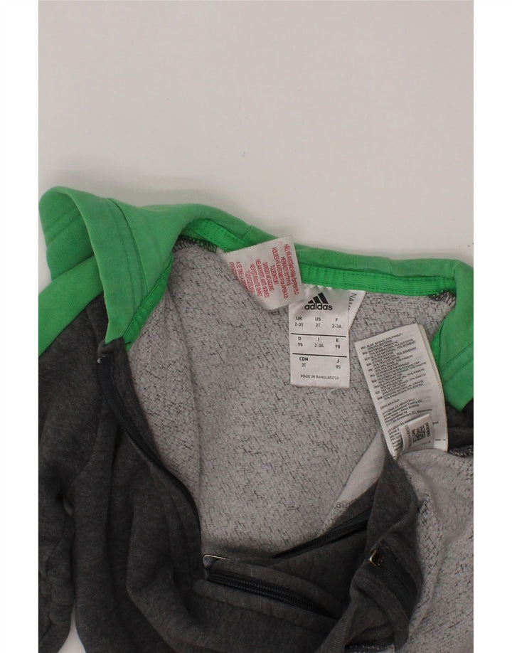 Πουλόβερ ADIDAS με φερμουάρ κουκούλα 2-3 ετών γκρι βαμβακερό