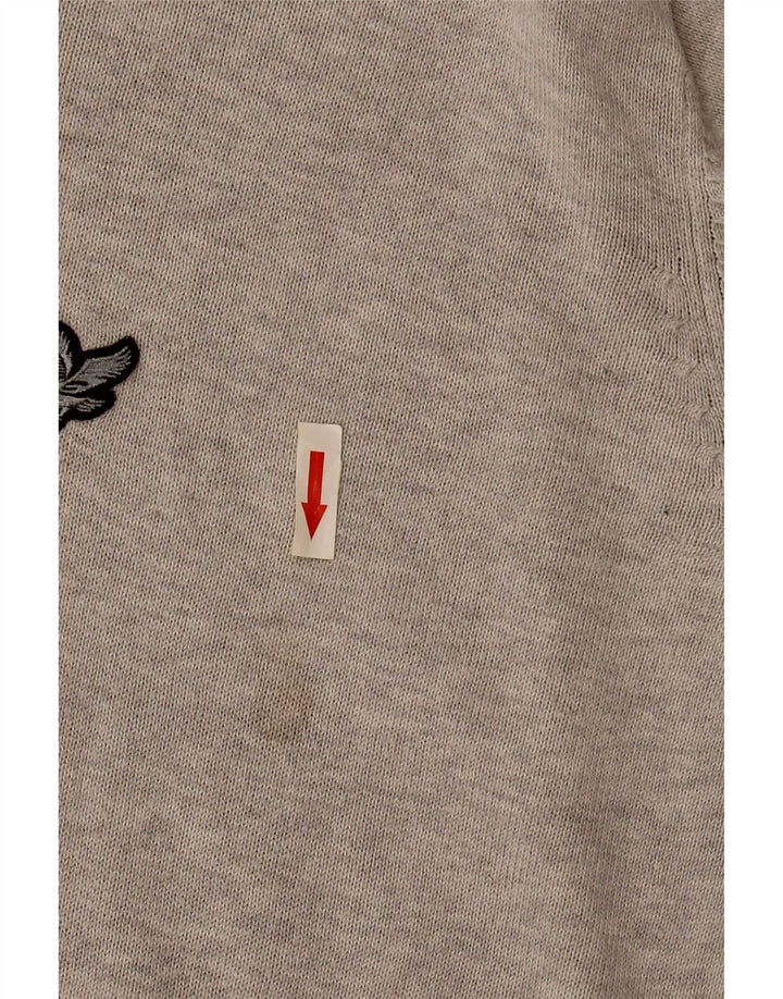 Ανδρικό πουλόβερ Lyle & Scott Heritage με λαιμόκοψη με λαιμόκοψη μεγάλο γκρι βαμβακερό