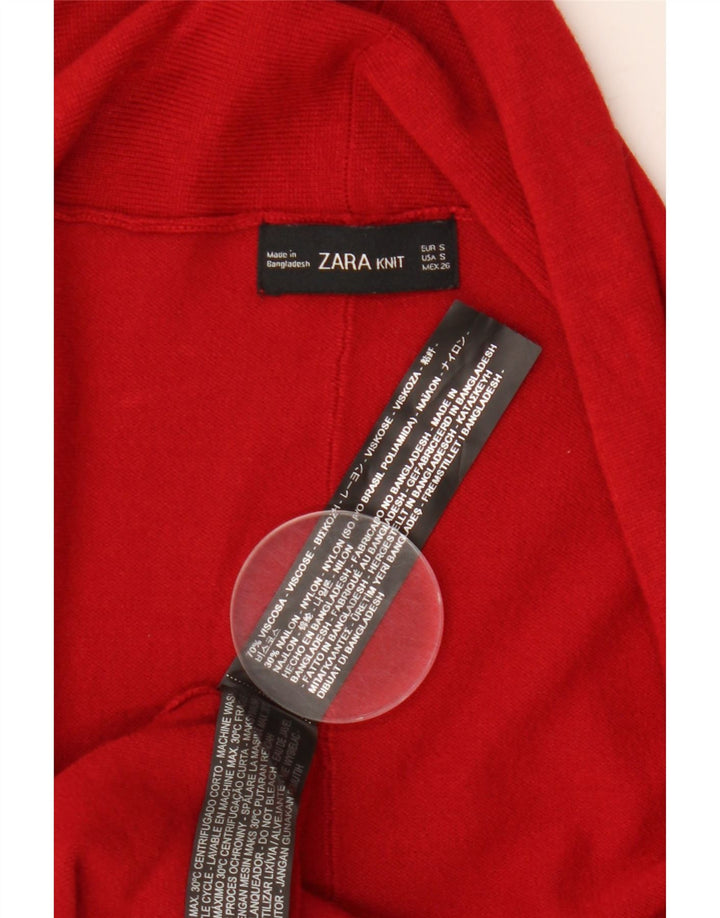 Zara Γυναικεία ανοιχτή ζακέτα UK 10 Small Red Viscose