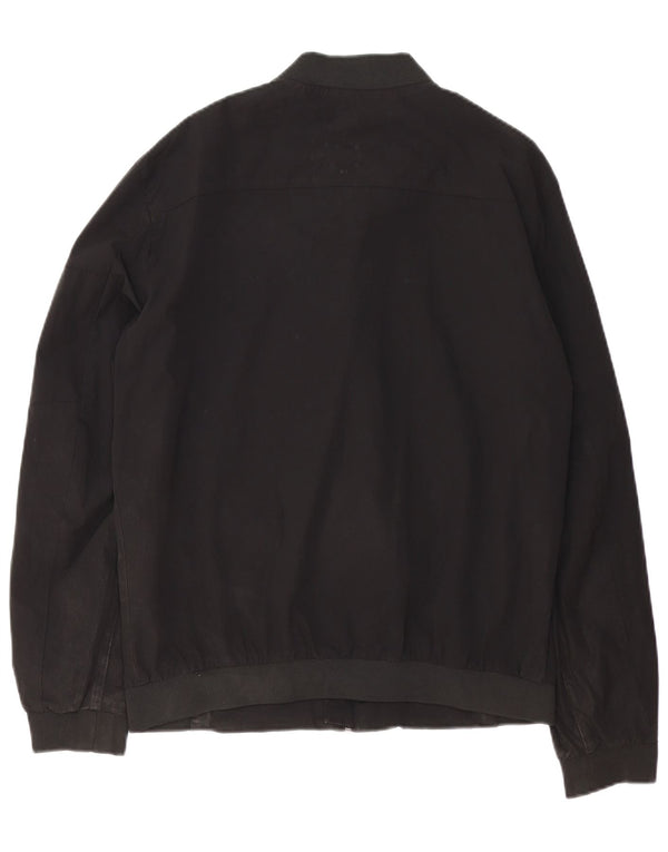 Zara Mens Bomber Jacket UK 40 Large Black Nylon