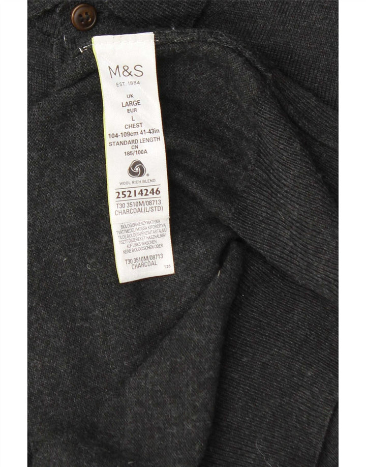 Marks & Spencer Ανδρικό πουλόβερ πουλόβερ με λαιμόκοψη με μεγάλο γκρι μαλλί