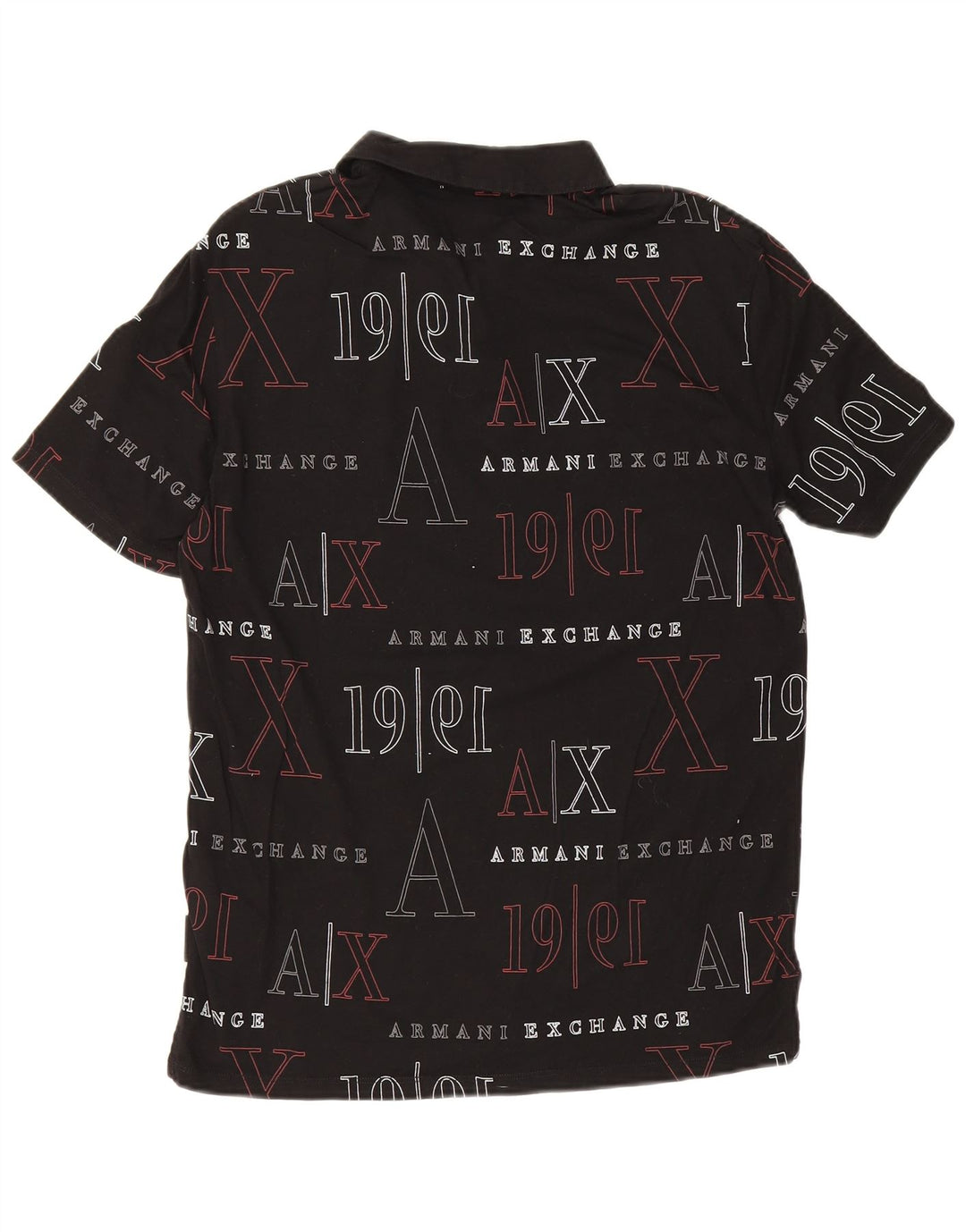 Armani Exchange Ανδρικό γραφικό πόλο μπλουζάκι μικρό μαύρο βαμβακερό