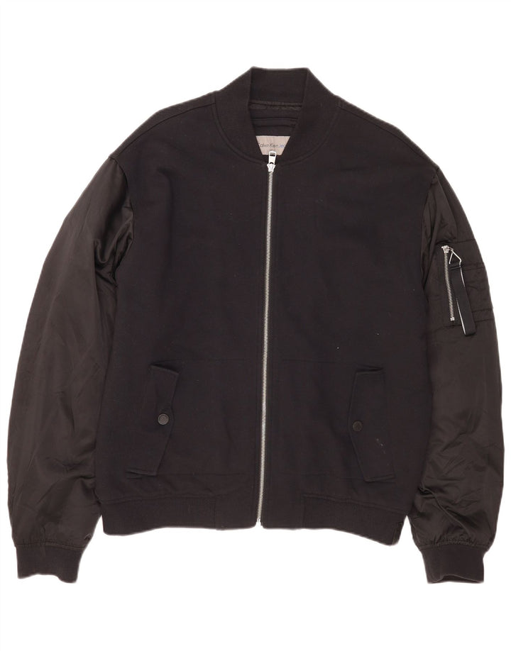 Calvin Klein Jeans Ανδρικό Bomber Jacket UK 40 Large Black Cotton