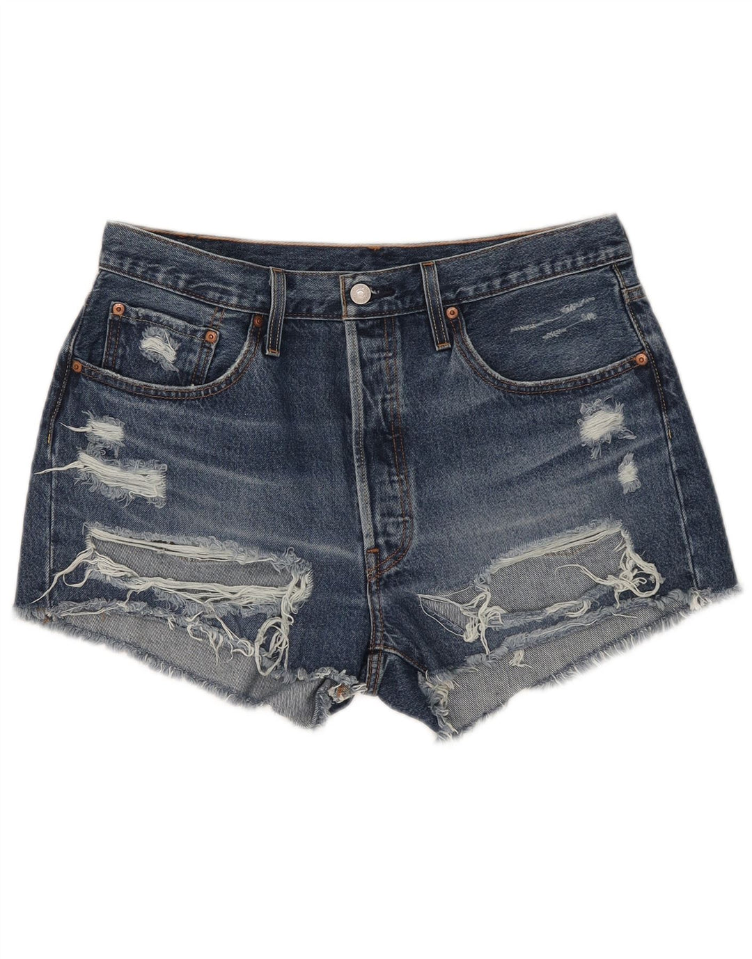 Levi's Womens 501 Distressed τζιν σορτς W32 μεγάλο μπλε βαμβακερό