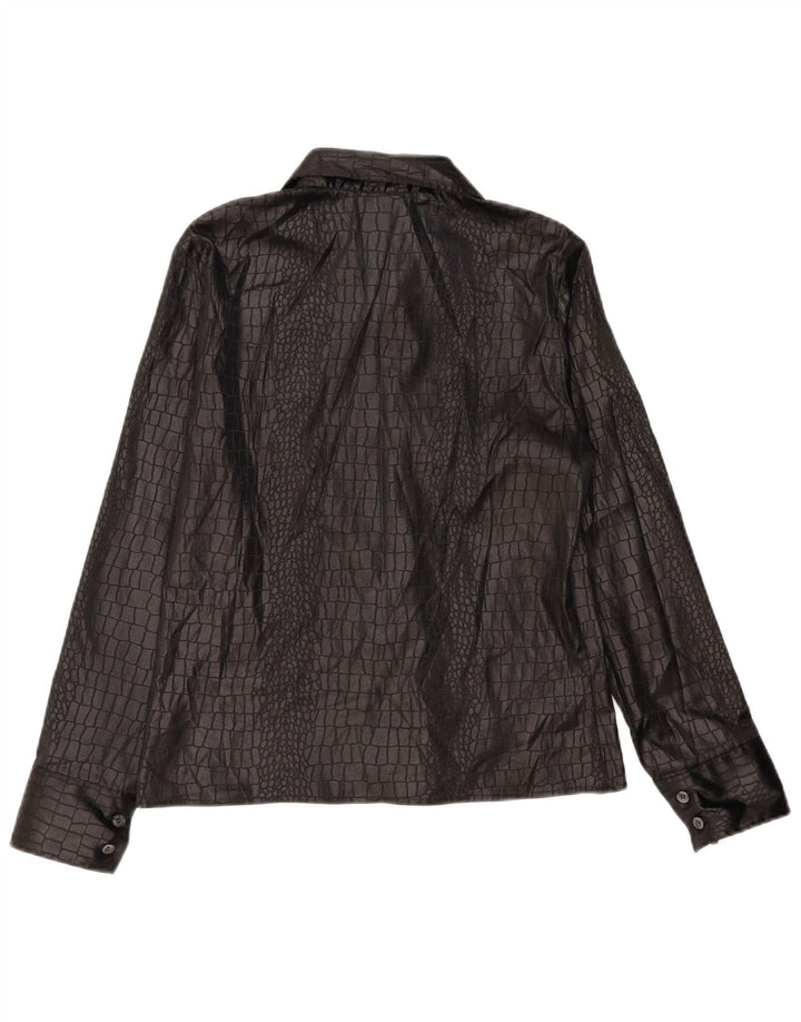 Vintage γυναικείο πουκάμισο μπλούζα IT 46 Large Μαύρο Animal Print Polyester