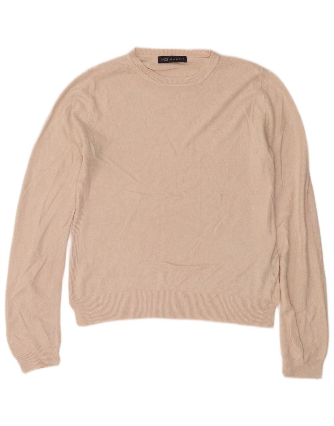 Marks & Spencer Γυναικείο πουλόβερ με λαιμόκοψη UK 12 Medium Pink Acrylic