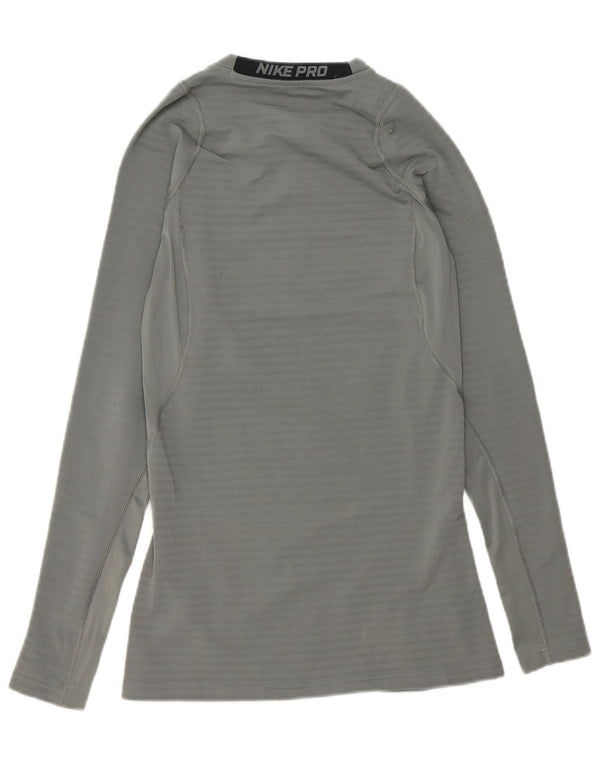 Nike ανδρικό Dri Fit γραφικό μπλουζάκι μακρυμάνικο UK 14 μεσαίο γκρι πολυεστέρας