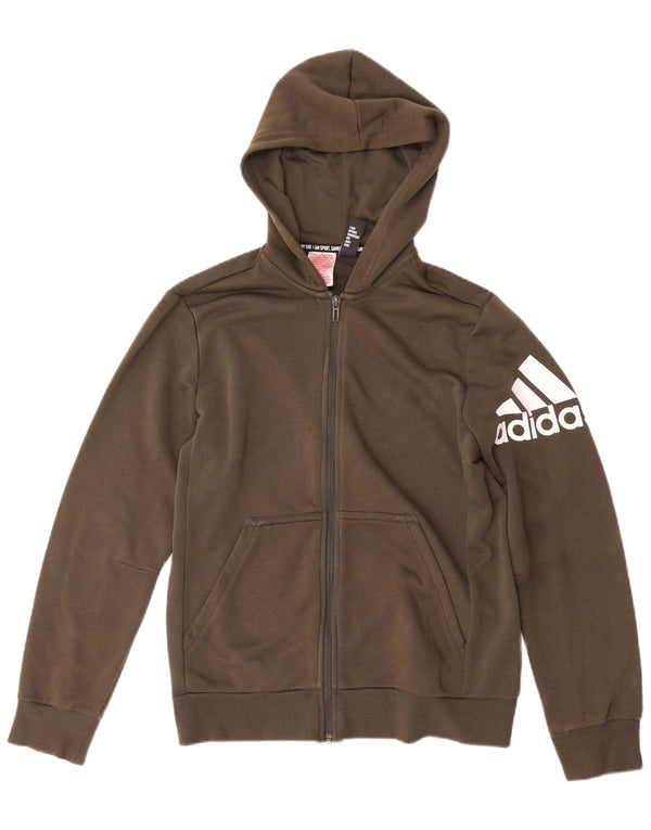 Adidas Boys Graphic Zip Hoodie πουλόβερ 13-14 ετών Χακί βαμβάκι