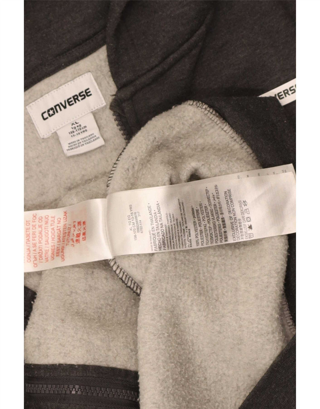 Πουλόβερ Converse Boys Zip Hoodie 13-14 ετών XL Γκρι πολυεστέρας