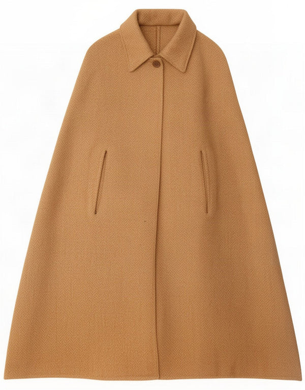 Vintage γυναικείο παλτό Cape UK 20 2XL Beige Ψαροκόκκαλο