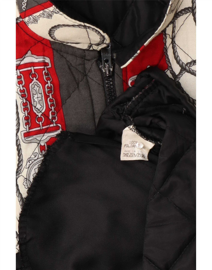 Vintage γυναικείο αφηρημένο μοτίβο καπιτονέ Gilet UK 14 Μεγάλο πολύχρωμο