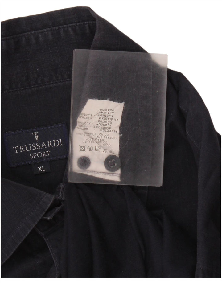 Ανδρικό πουκάμισο Trussardi XL Navy Blue Cotton